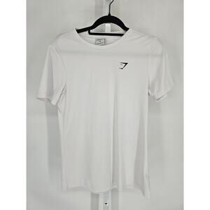 Gymshark Mens Sz M Crest Short Sleeve T-Shirt - White Athletic